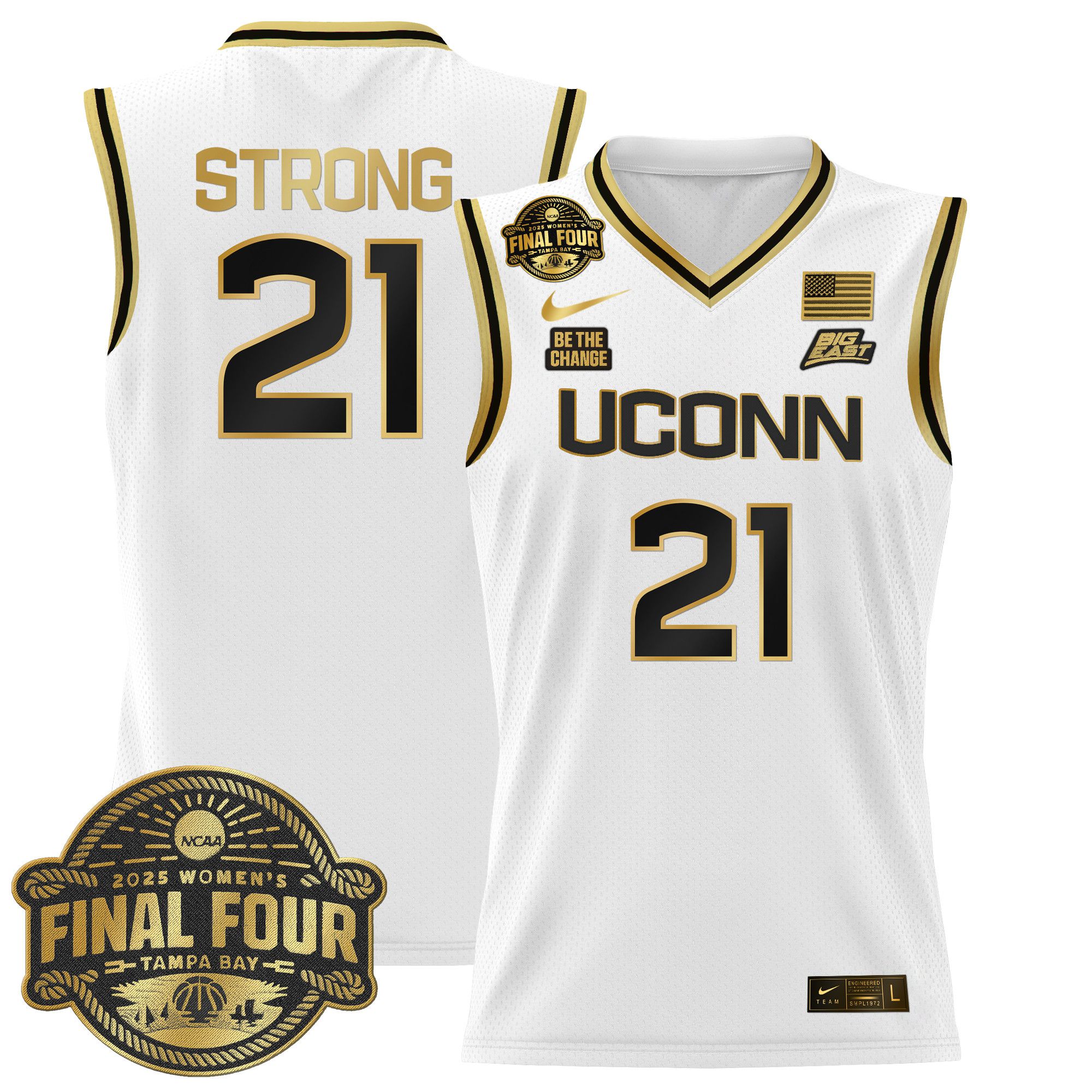 Men UConn Huskies #21 Strong White Nike 2025 Big Eat Final Four Patch Lightweight Basketball NCAA Jerseys->more ncaa teams->NCAA Jersey